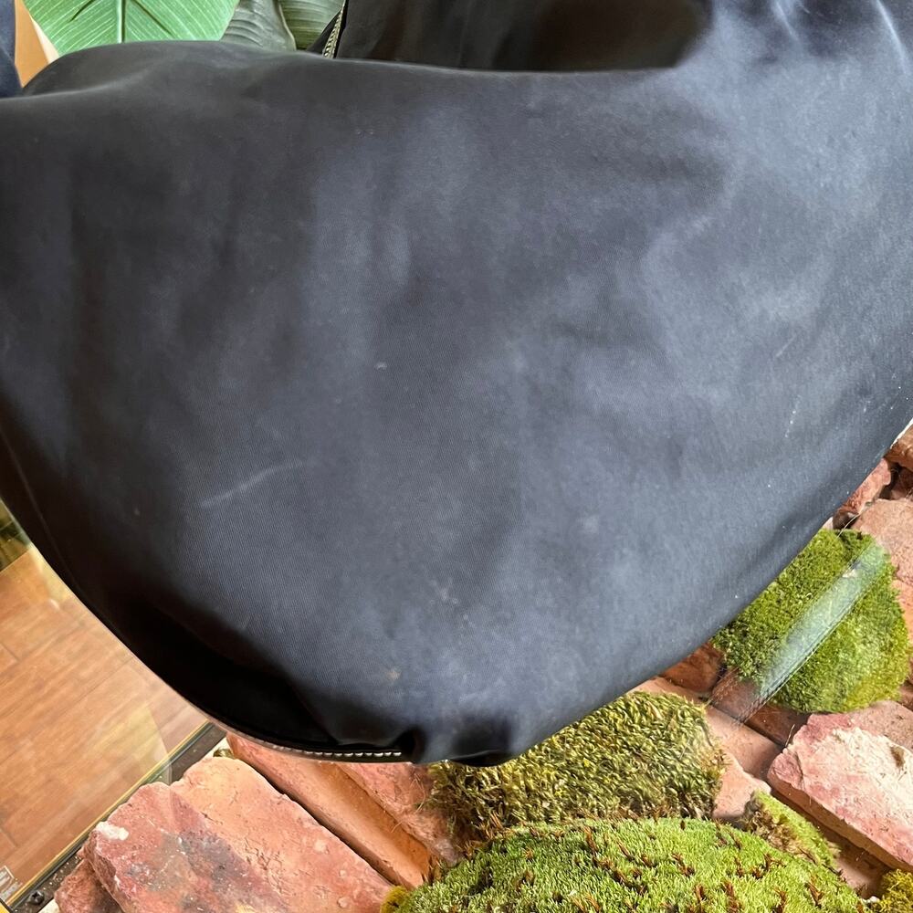 PRADA Navy Blue Nylon Embossed Leather Logo Hobo Bag - Picture 8 of 16